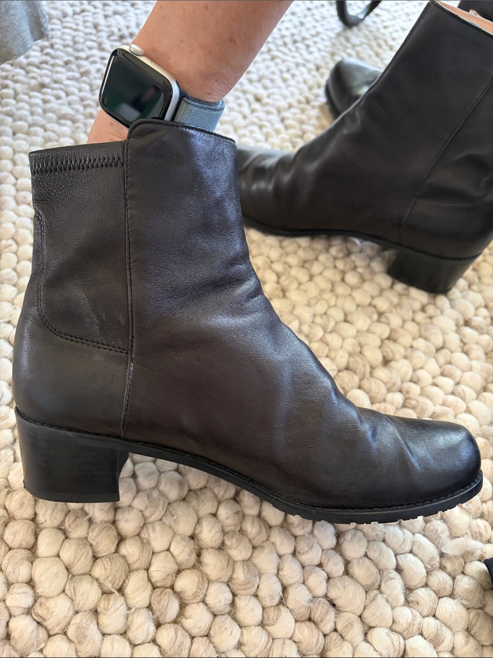 Stuart Weitzman Black Leather Chelsea Ankle Boots